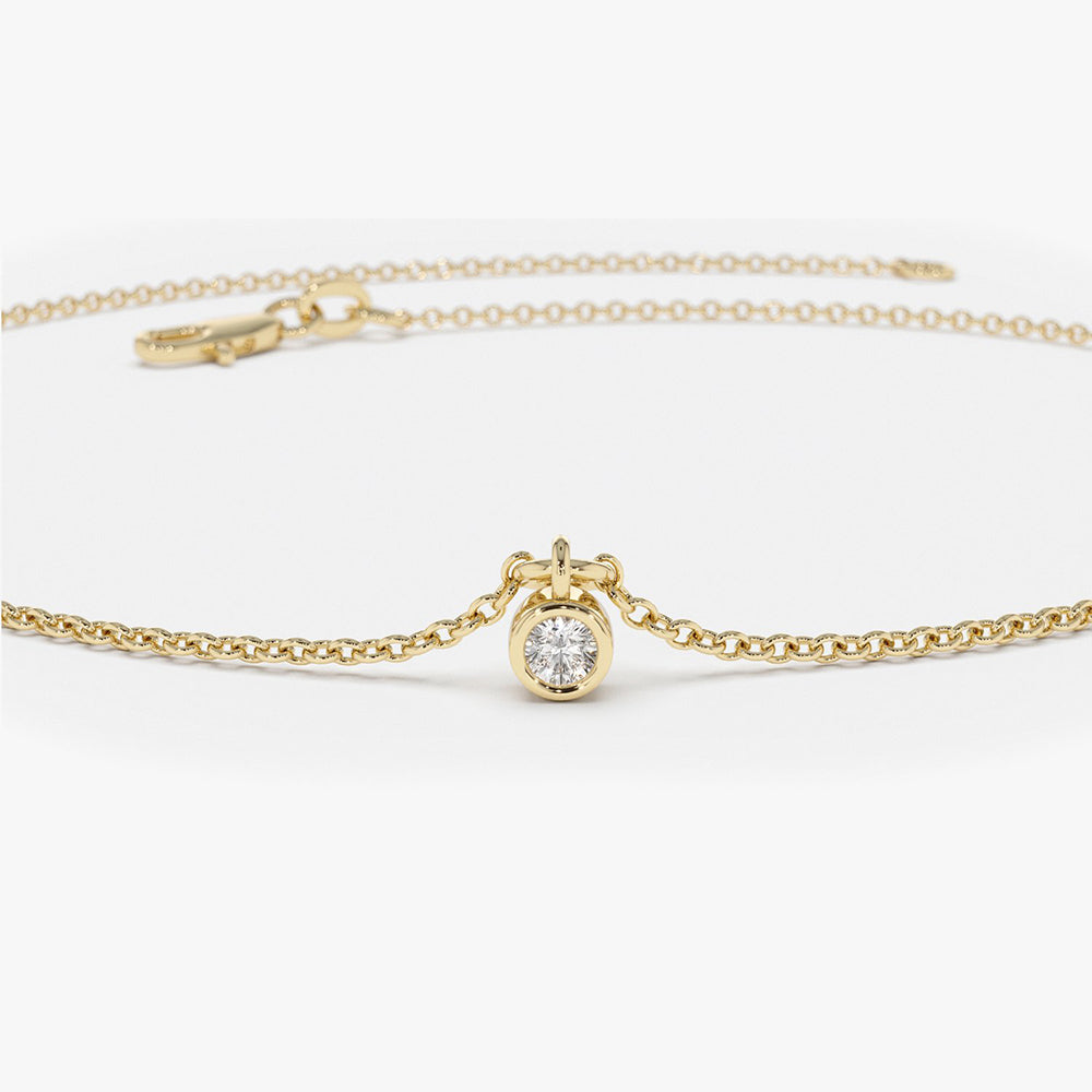 OBFJ1588 - 14K Gold Diamond by The Yard Dangling Solitaire Bracelet 4