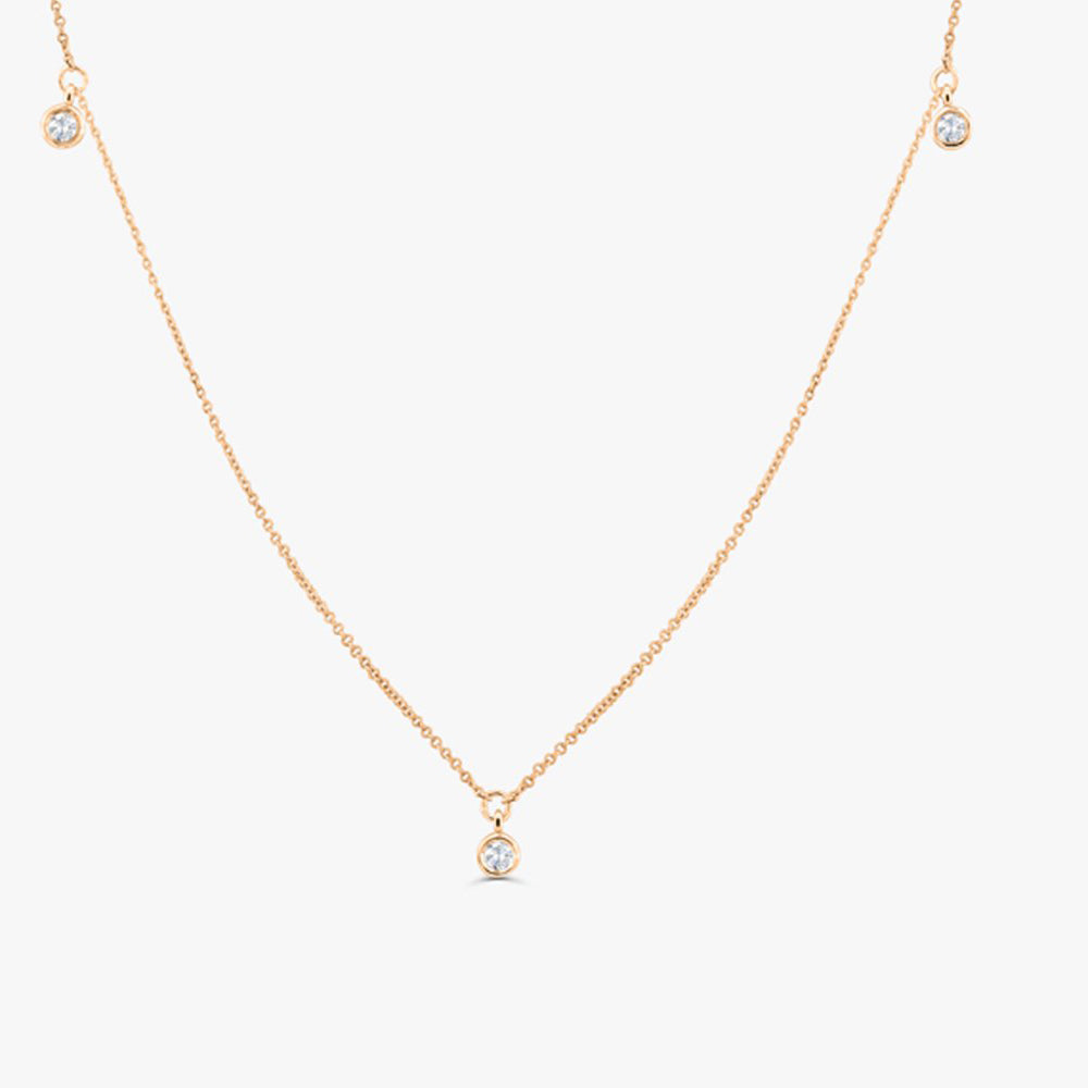 OBFJ1581 - 14k 5 Diamond Dangle Necklace 6