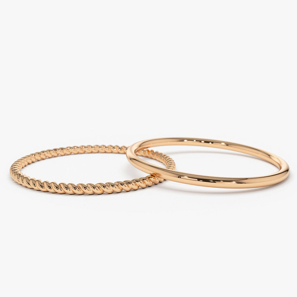 OBFJ1571 - 14K Gold Twisted Rope Ring Set 10