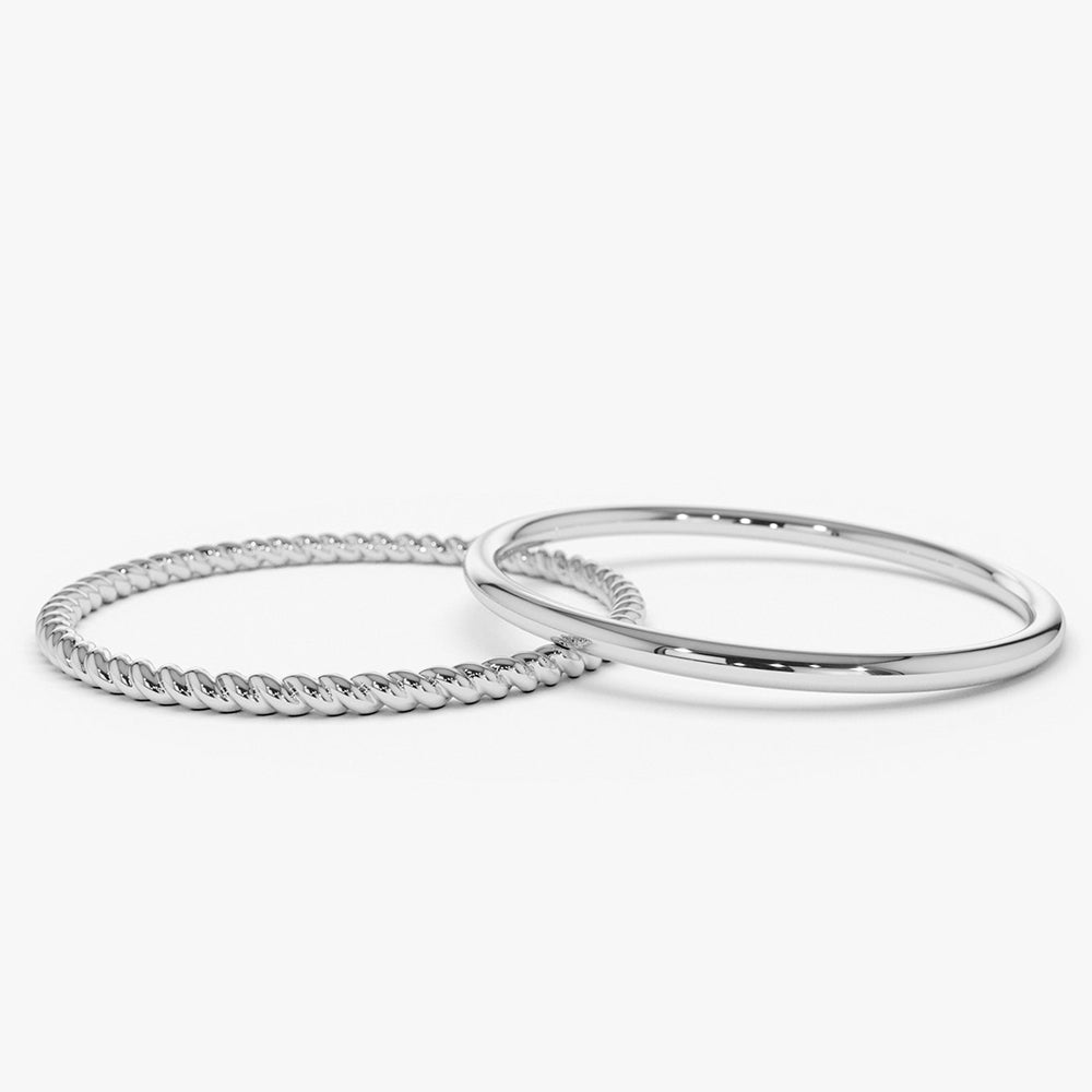 OBFJ1571 - 14K Gold Twisted Rope Ring Set 9