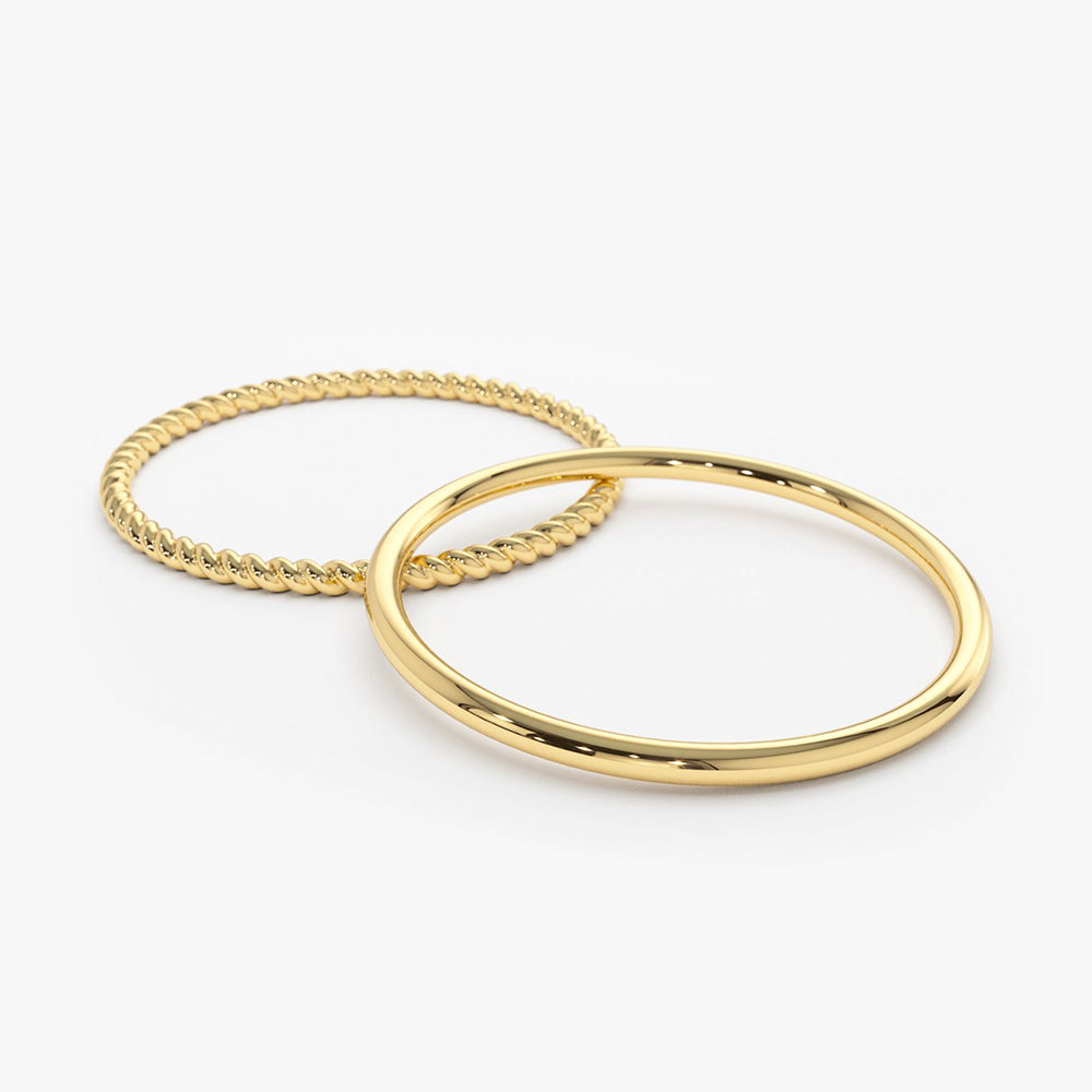 OBFJ1571 - 14K Gold Twisted Rope Ring Set 11