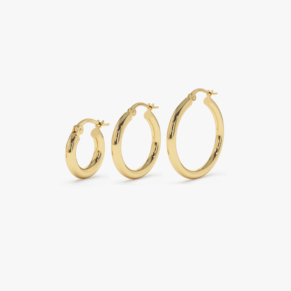 OBFJ1448 - 14k Gold Hoops 14-21.5-26.5 MM 1