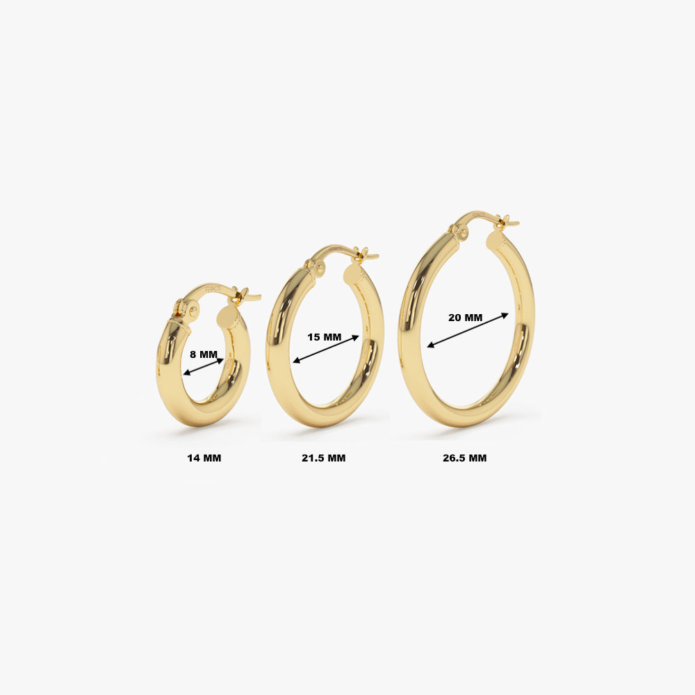 OBFJ1448 - 14k Gold Hoops 14-21.5-26.5 MM 10