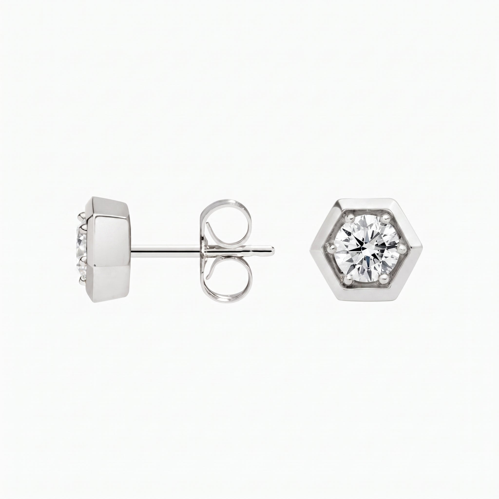 LE11437 - Hexagon Bezel Lab Diamond Stud Earrings 0.50 CTW