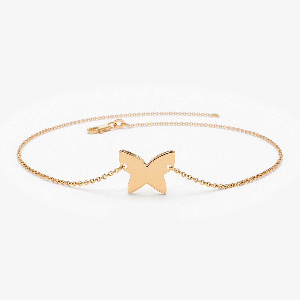 OBFJ1922 - Trendy Gold Butterfly Bracelet bracelets in selectable metal and diamond options - Roselle Jewelry view 4
