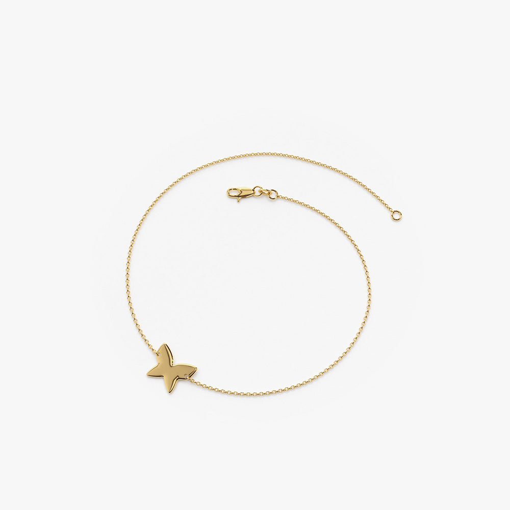 OBFJ1922 - Trendy Gold Butterfly Bracelet bracelets in selectable metal and diamond options - Roselle Jewelry view 6