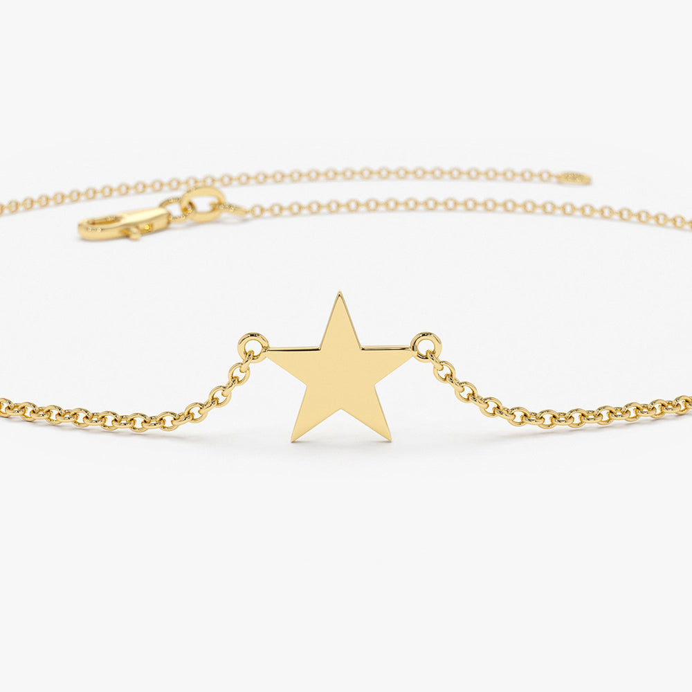 OBFJ1925 - Lucky Star Charm Bracelet bracelets in selectable metal and diamond options - Roselle Jewelry view 7
