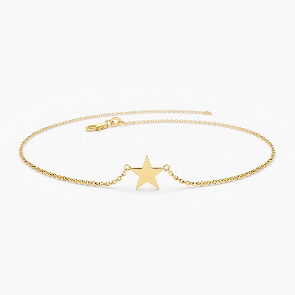 OBFJ1925 - Lucky Star Charm Bracelet bracelets in selectable metal and diamond options - Roselle Jewelry view 1