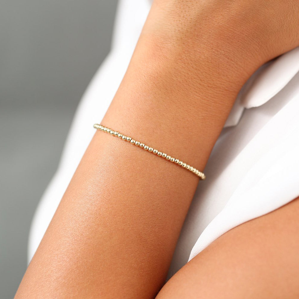 OBFJ1989 - 14k 2.5MM Beaded Bracelet 2