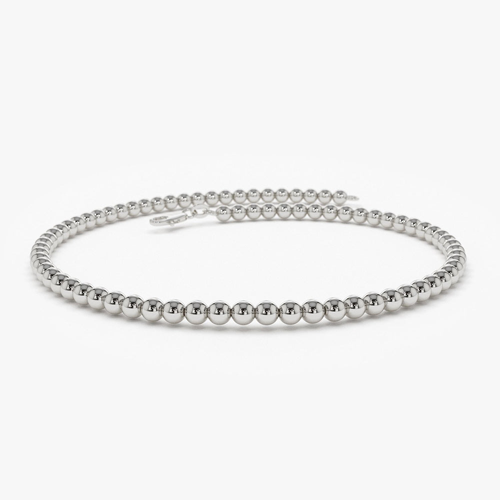 OBFJ1989 - 2.5MM Beaded Bracelet bracelets in selectable metal and diamond options - Roselle Jewelry view 7
