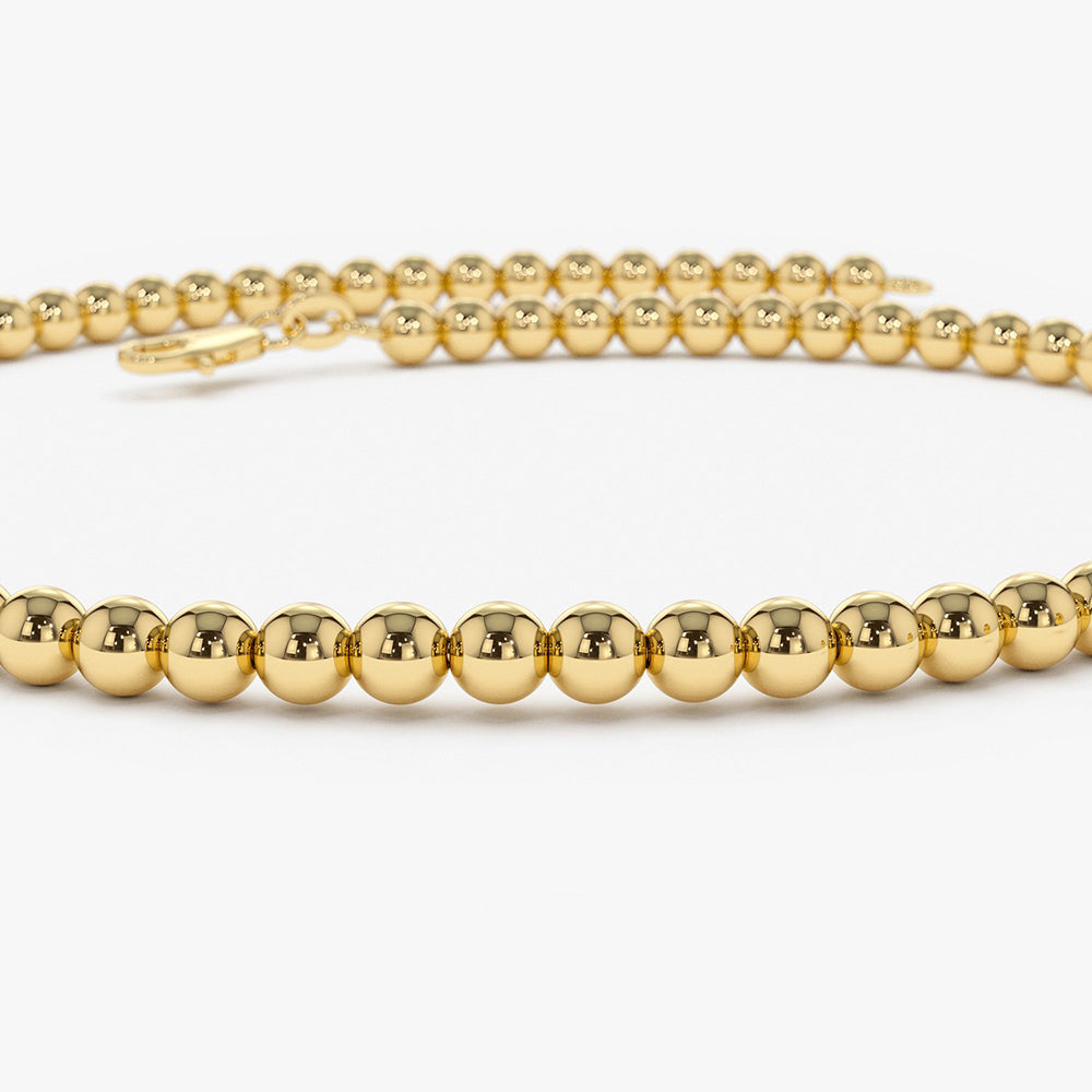 OBFJ1989 - 2.5MM Beaded Bracelet bracelets in selectable metal and diamond options - Roselle Jewelry view 9