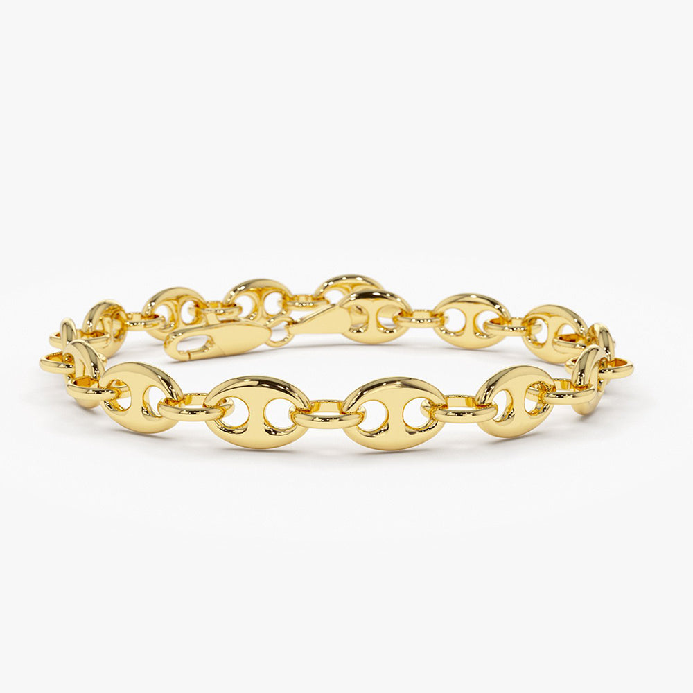 OBFJ2009 - Thick Puffed Mariner Bracelet bracelets in selectable metal and diamond options - Roselle Jewelry view 1
