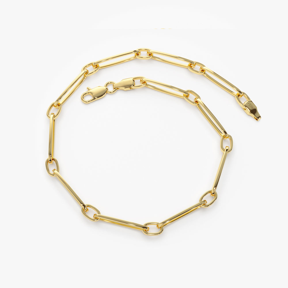 OBFJ2164 - Oval Link Chain Bracelet bracelets in selectable metal and diamond options - Roselle Jewelry view 3