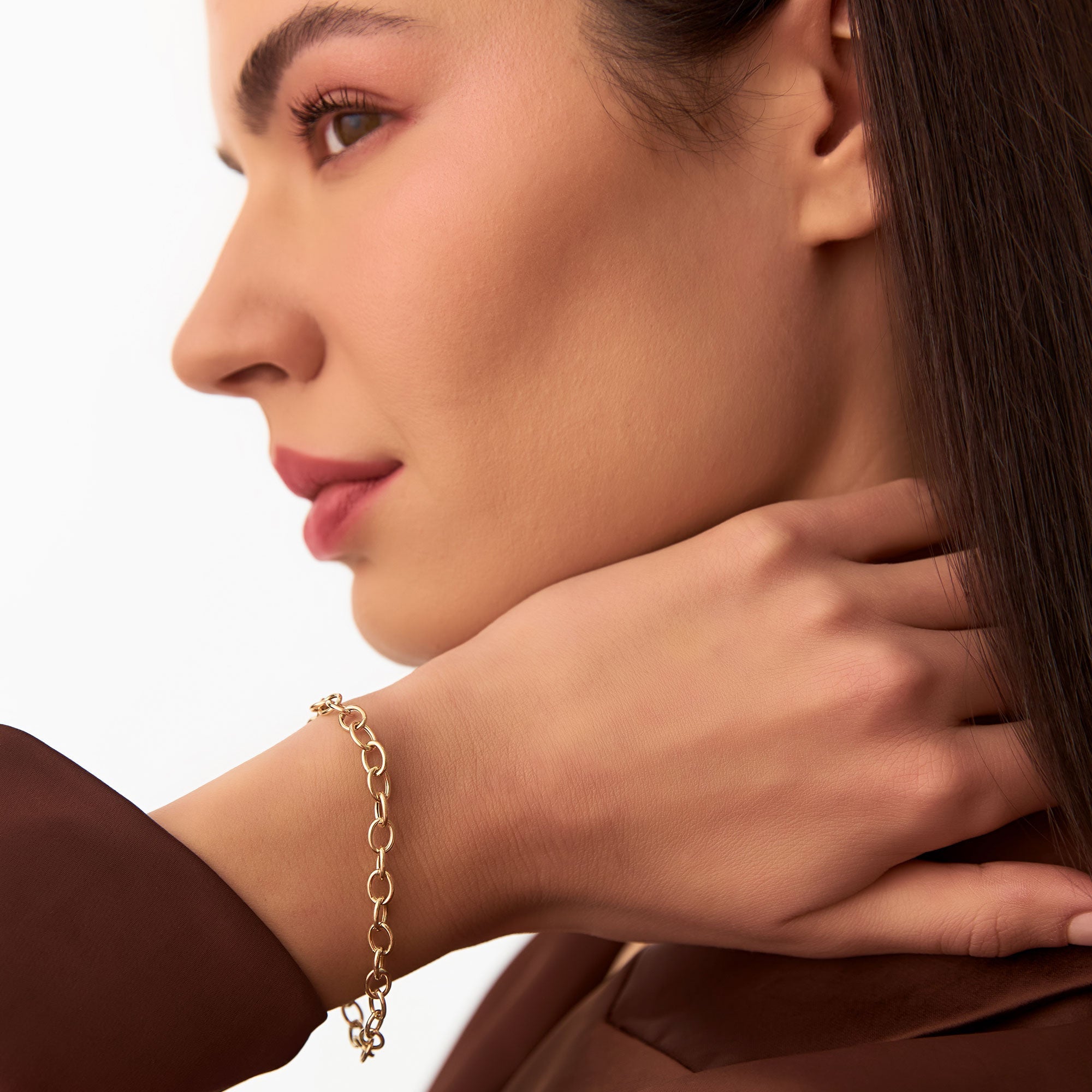 OBFJ1094 - 14k Oval Link Cable Chain Bracelet 4