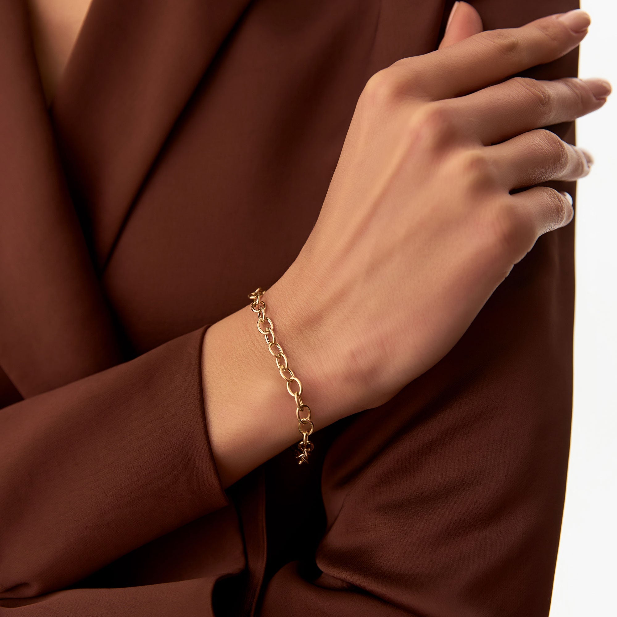 OBFJ1094 - 14k Oval Link Cable Chain Bracelet 2