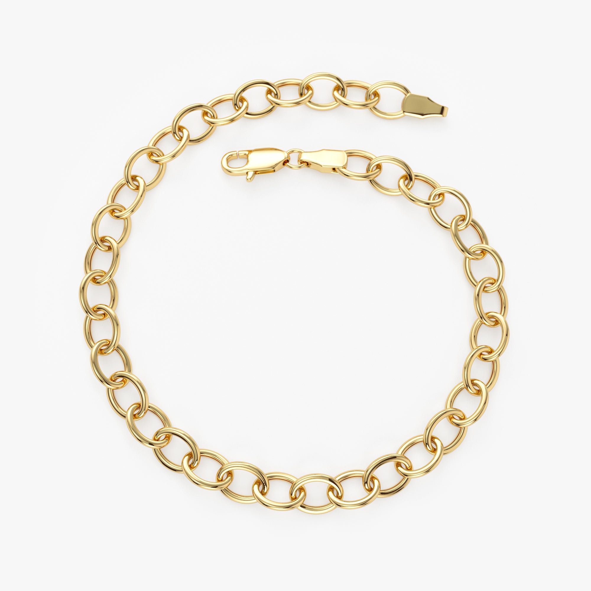 OBFJ1094 - 14k Oval Link Cable Chain Bracelet 7