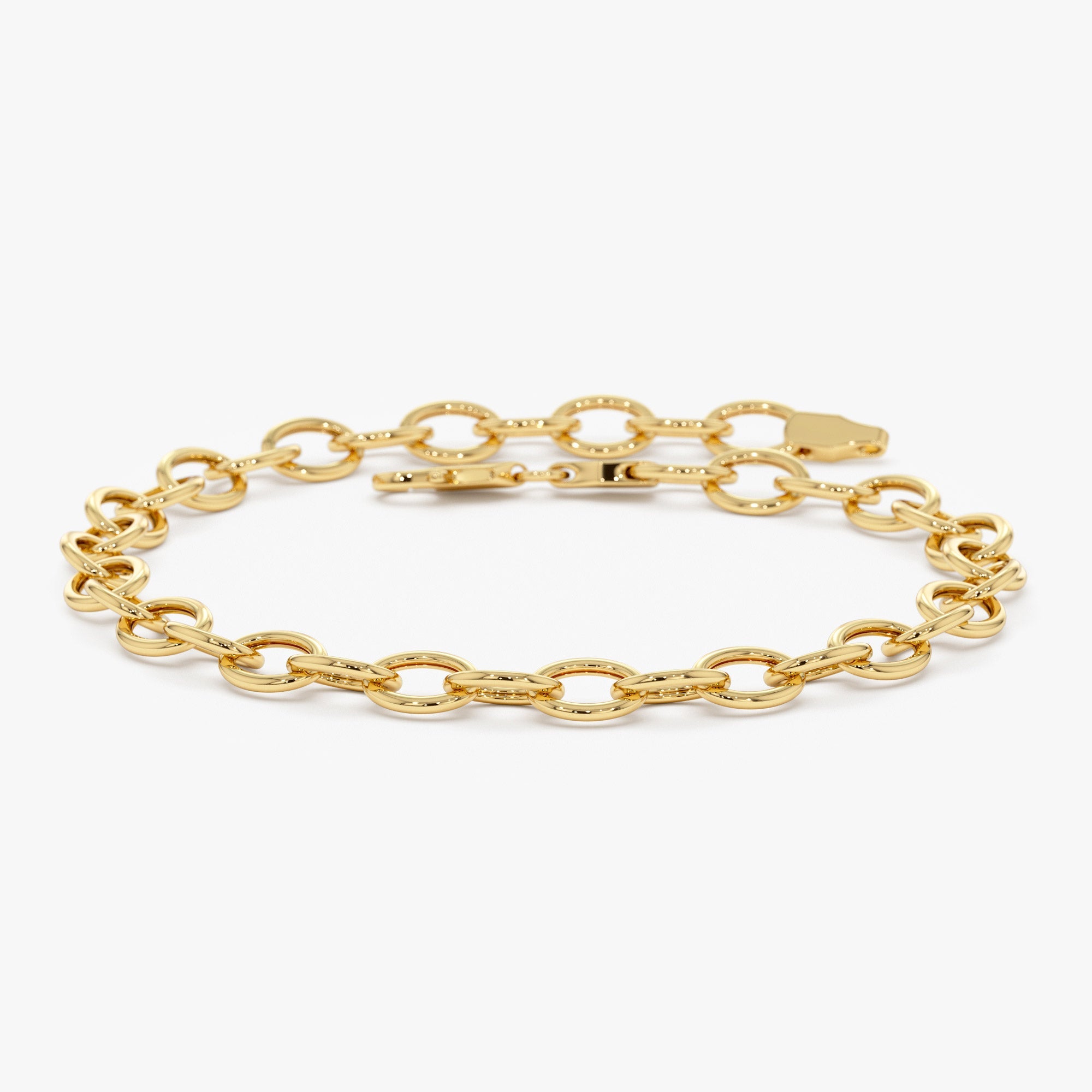OBFJ1094 - 14k Oval Link Cable Chain Bracelet 1