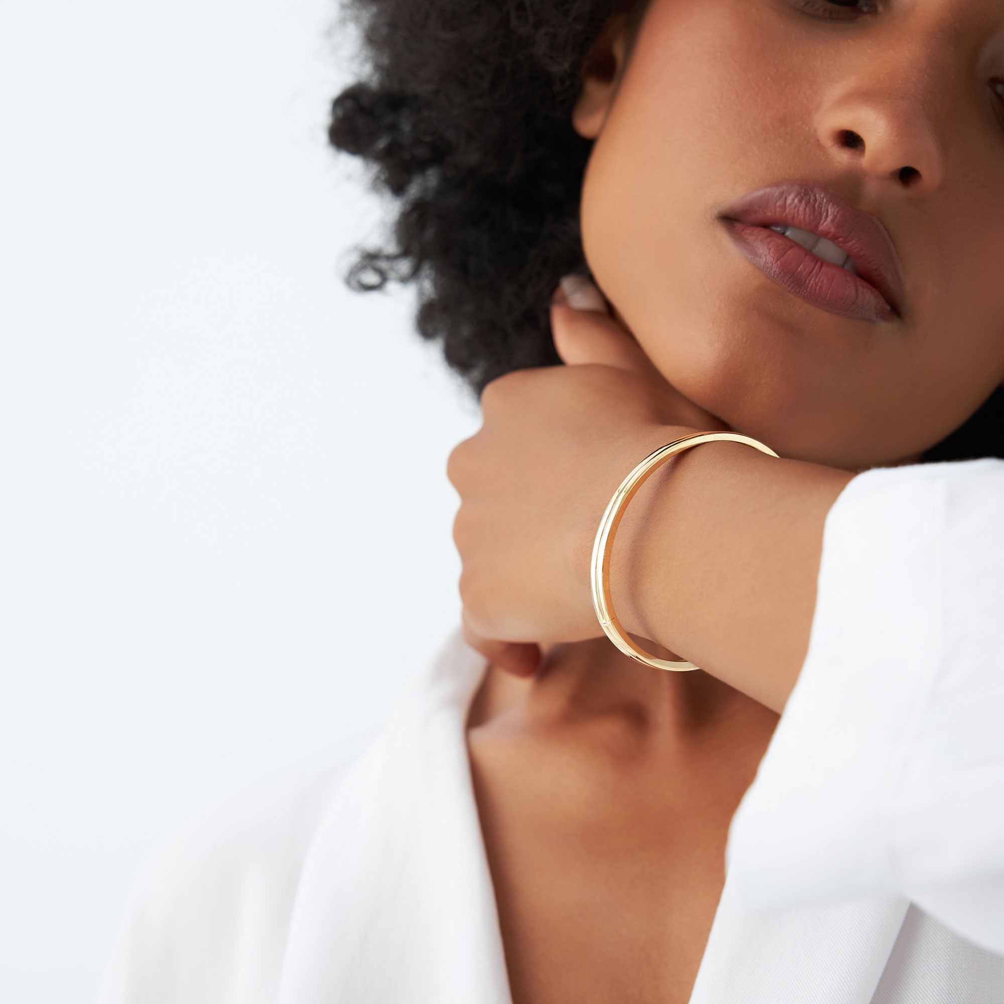 OBFJ1168 - 14k Double Row Dome Gold Bangle Bracelet 7