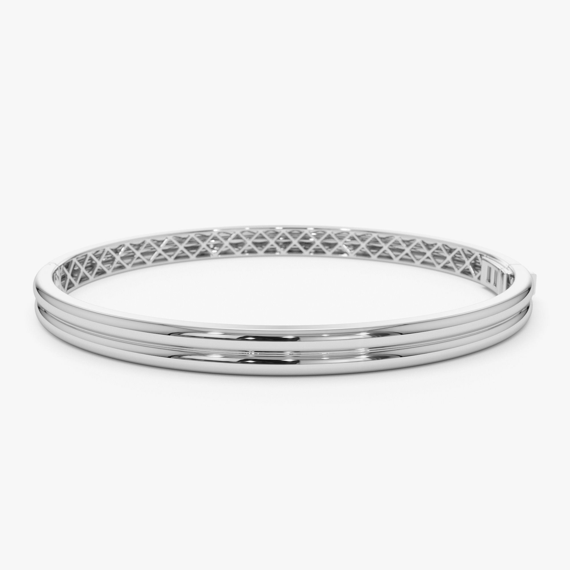 OBFJ1168 - 14k Double Row Dome Gold Bangle Bracelet 9