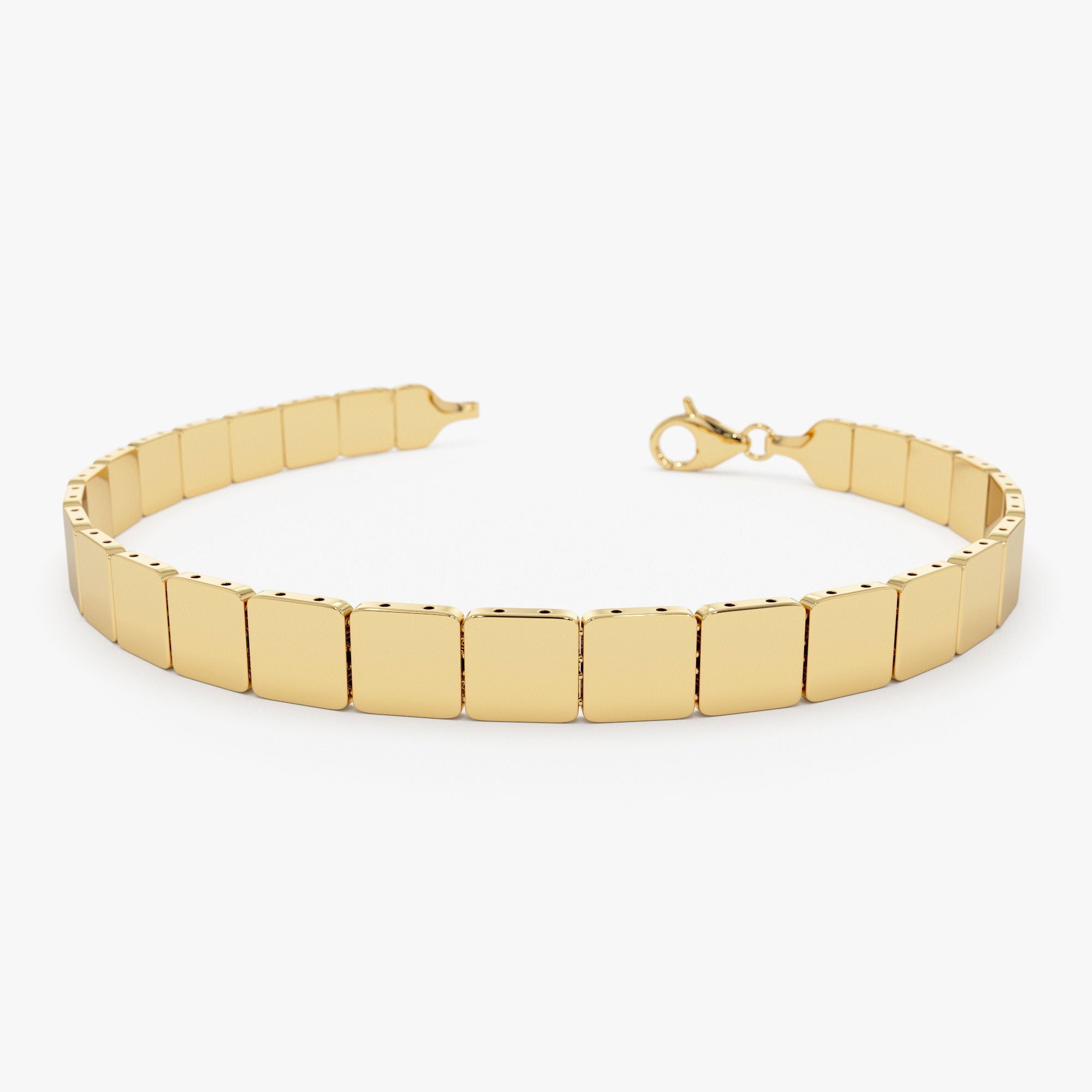OBFJ1117 - 14k Gold Square Link Stacking Bracelet 1