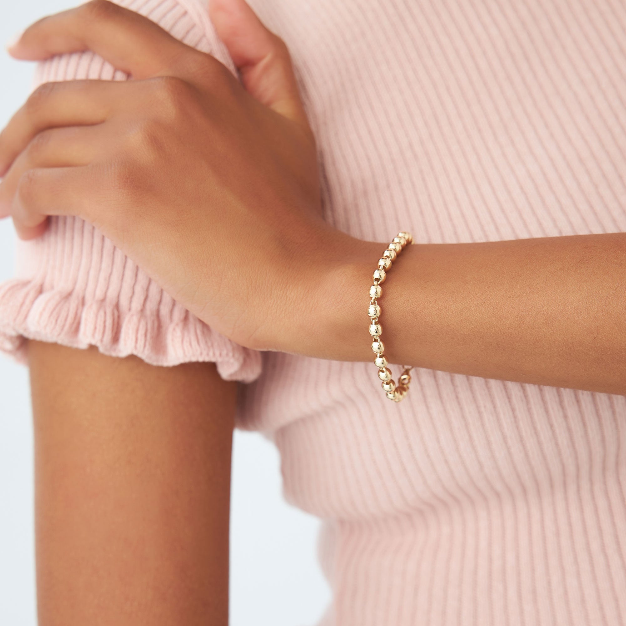 OBFJ1120 - 14K Gold 5 MM Bead Bracelet 4