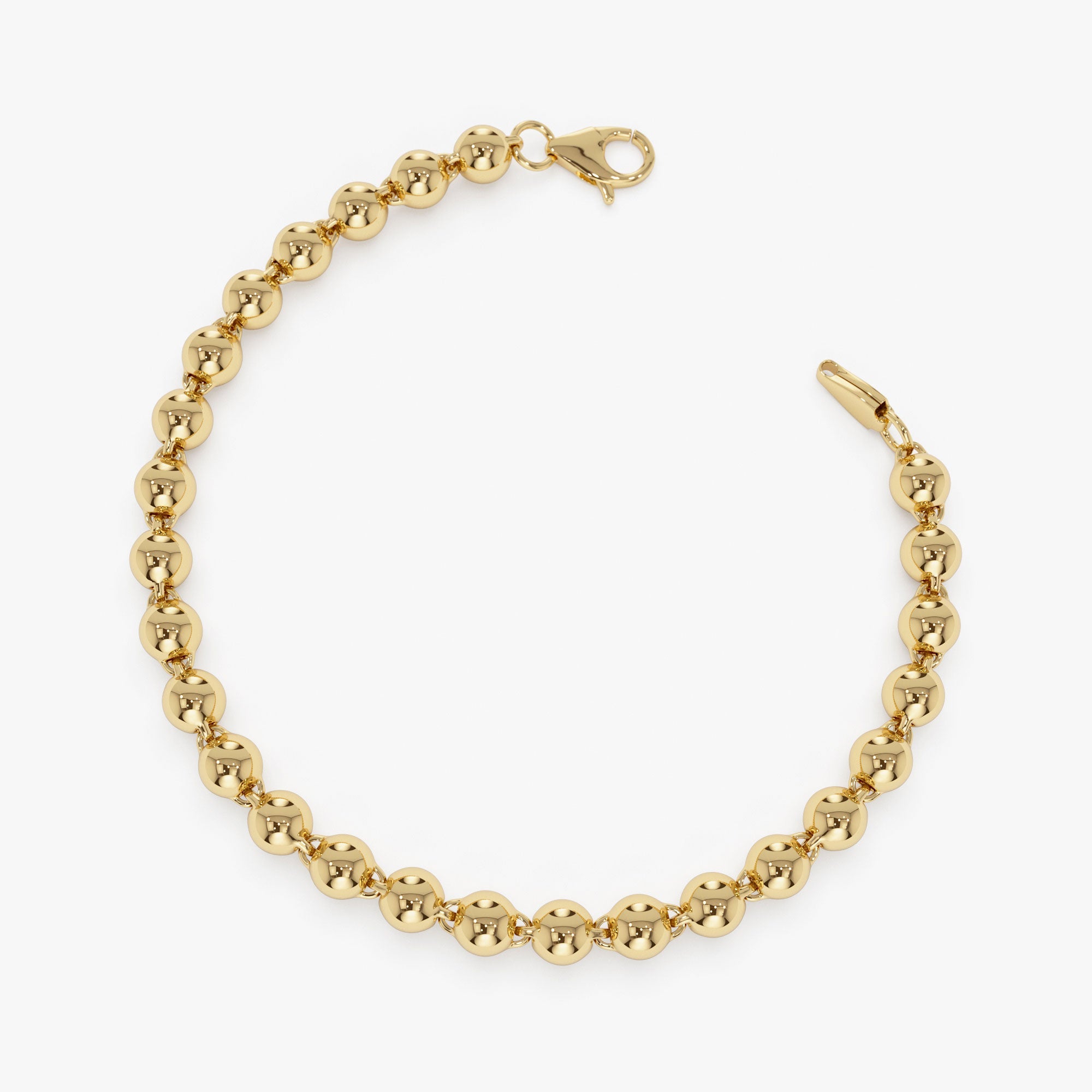 OBFJ1120 - 14K Gold 5 MM Bead Bracelet 6