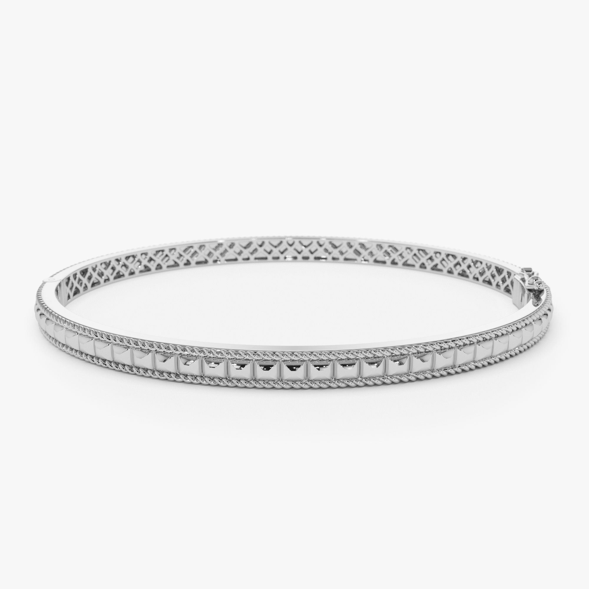 OBFJ1166 - 14k Pyramid Gold Bangle Bracelet 6