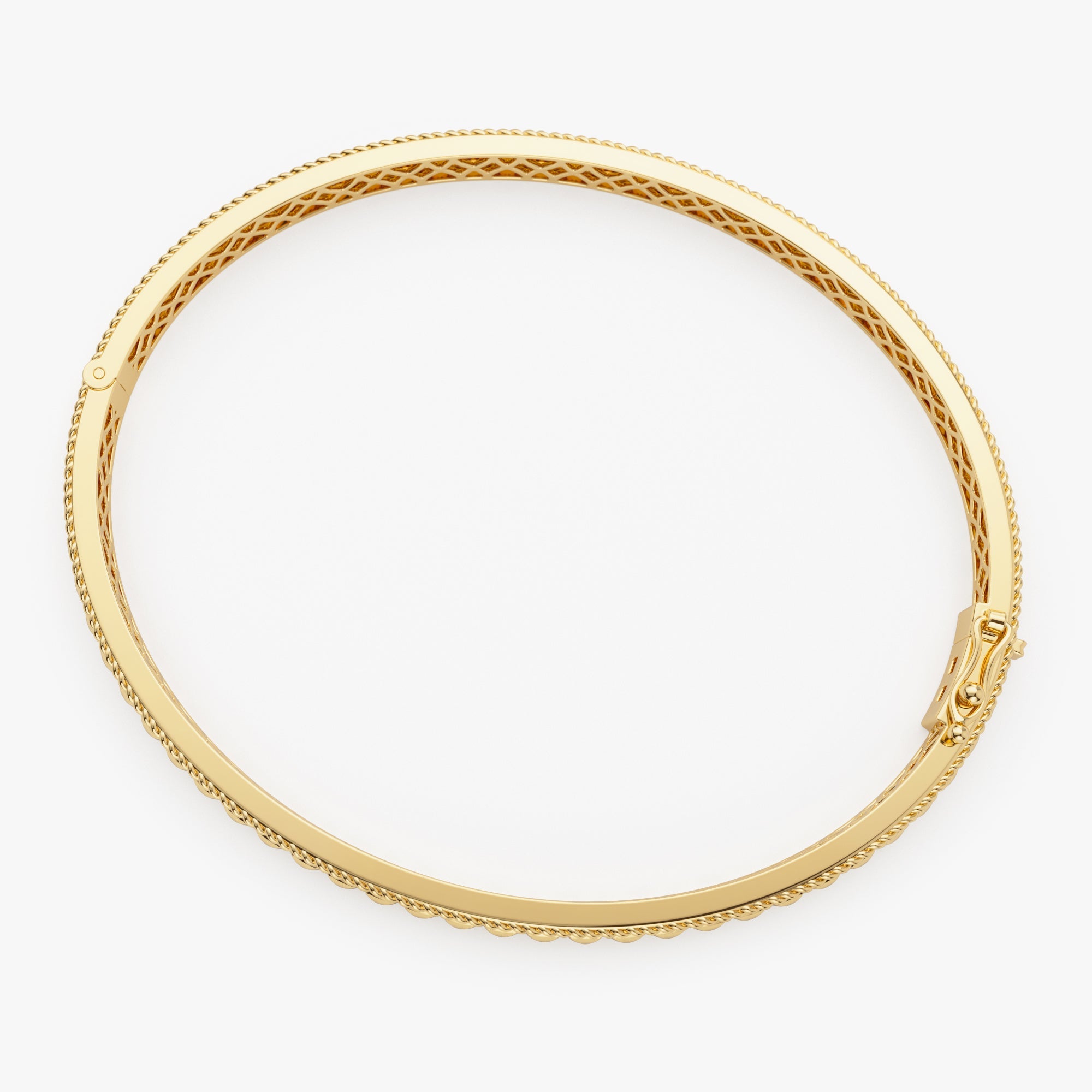 OBFJ1166 - 14k Pyramid Gold Bangle Bracelet 7