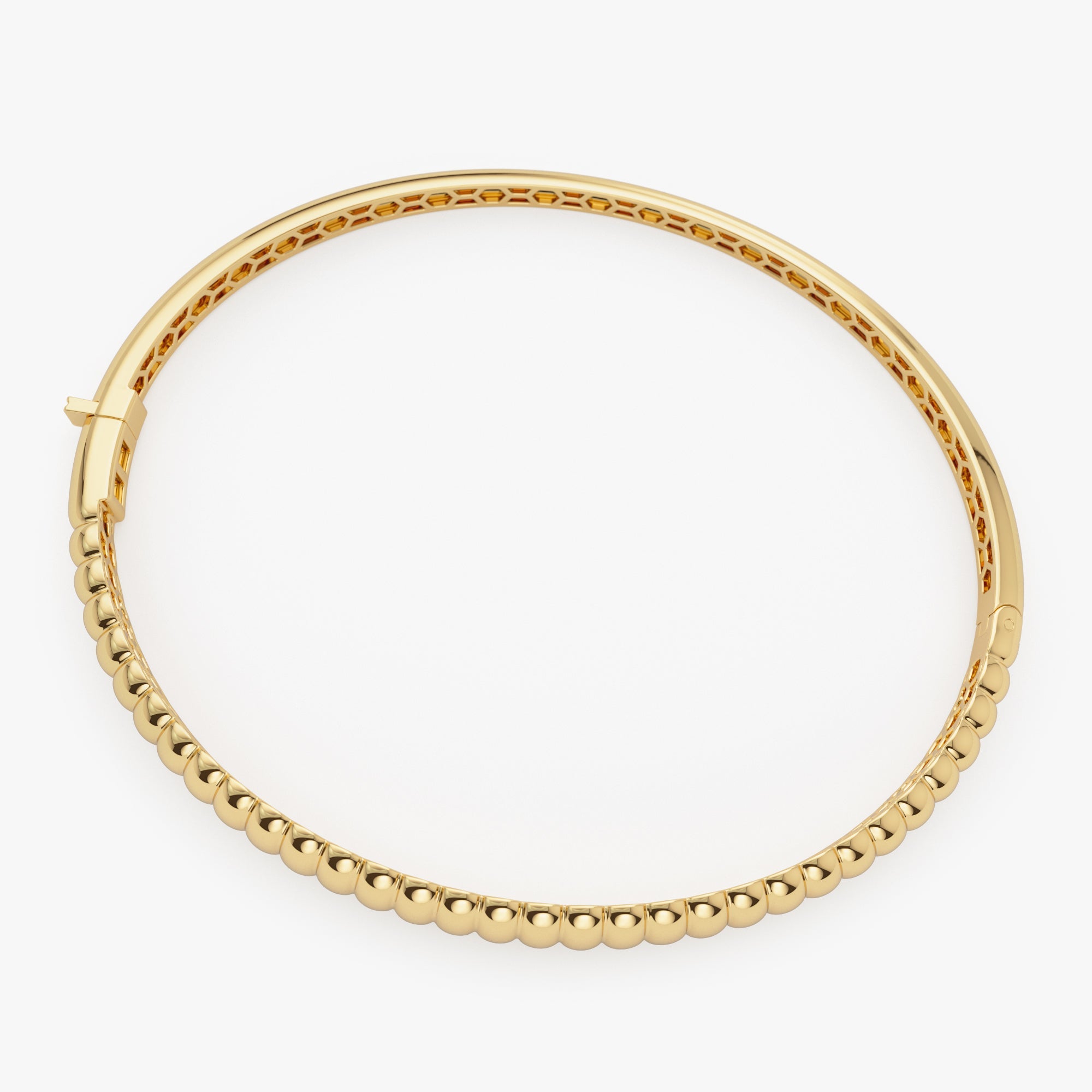 OBFJ1156 - 14k Chunky Ribbed Gold Bangle Bracelet 8