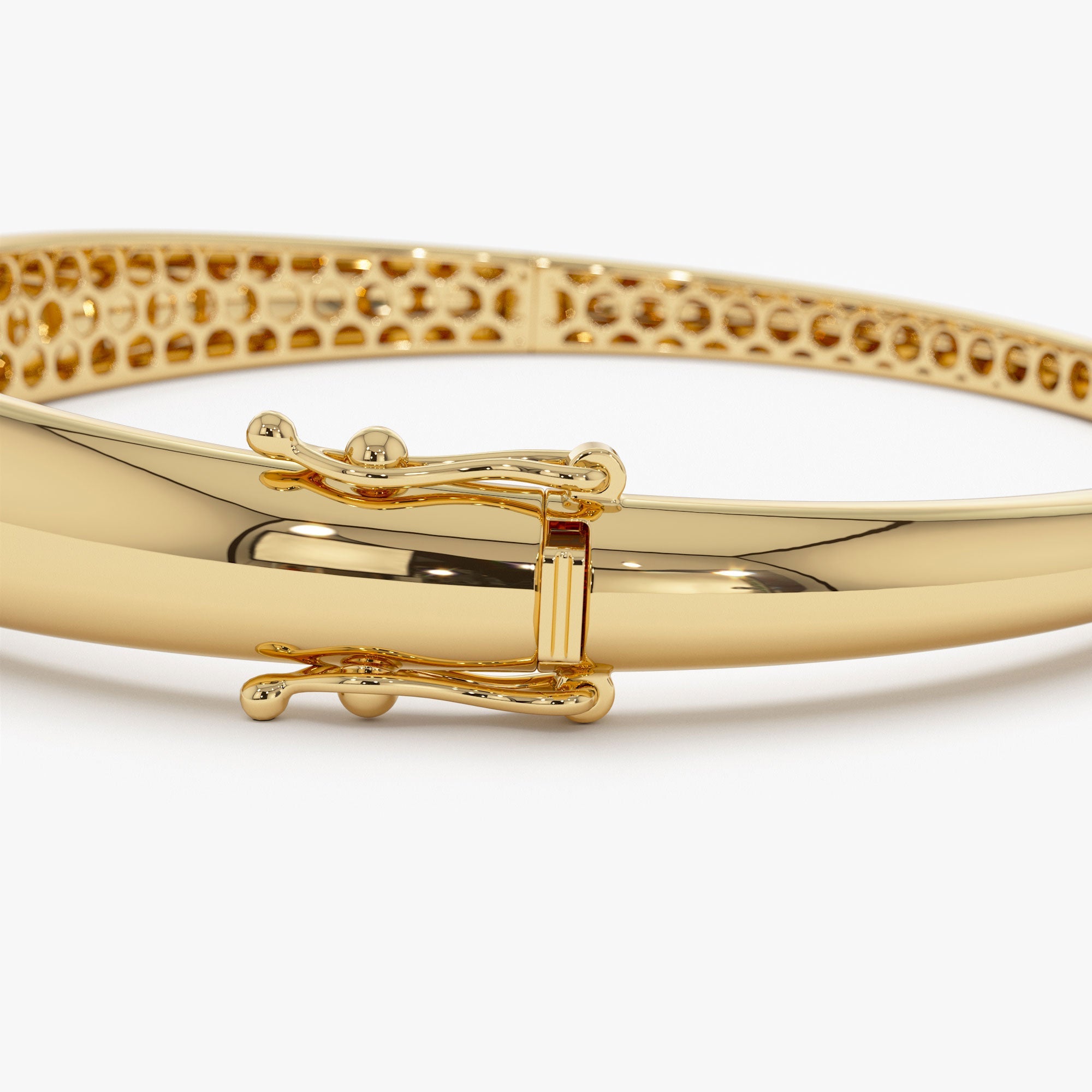 OBFJ1109 - 14K 7.5MM Classic Dome Gold Bangle Bracelet 10