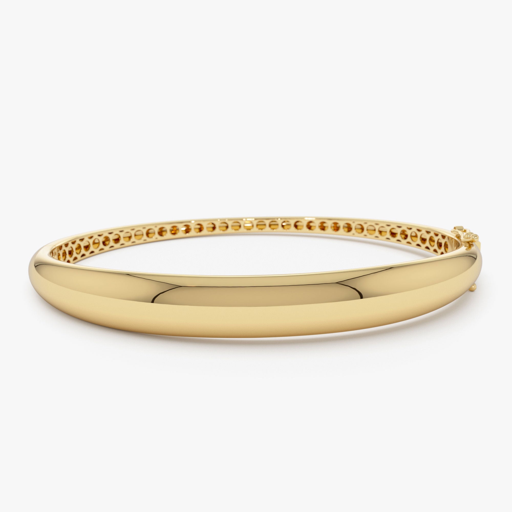 OBFJ1109 - 14K 7.5MM Classic Dome Gold Bangle Bracelet 1