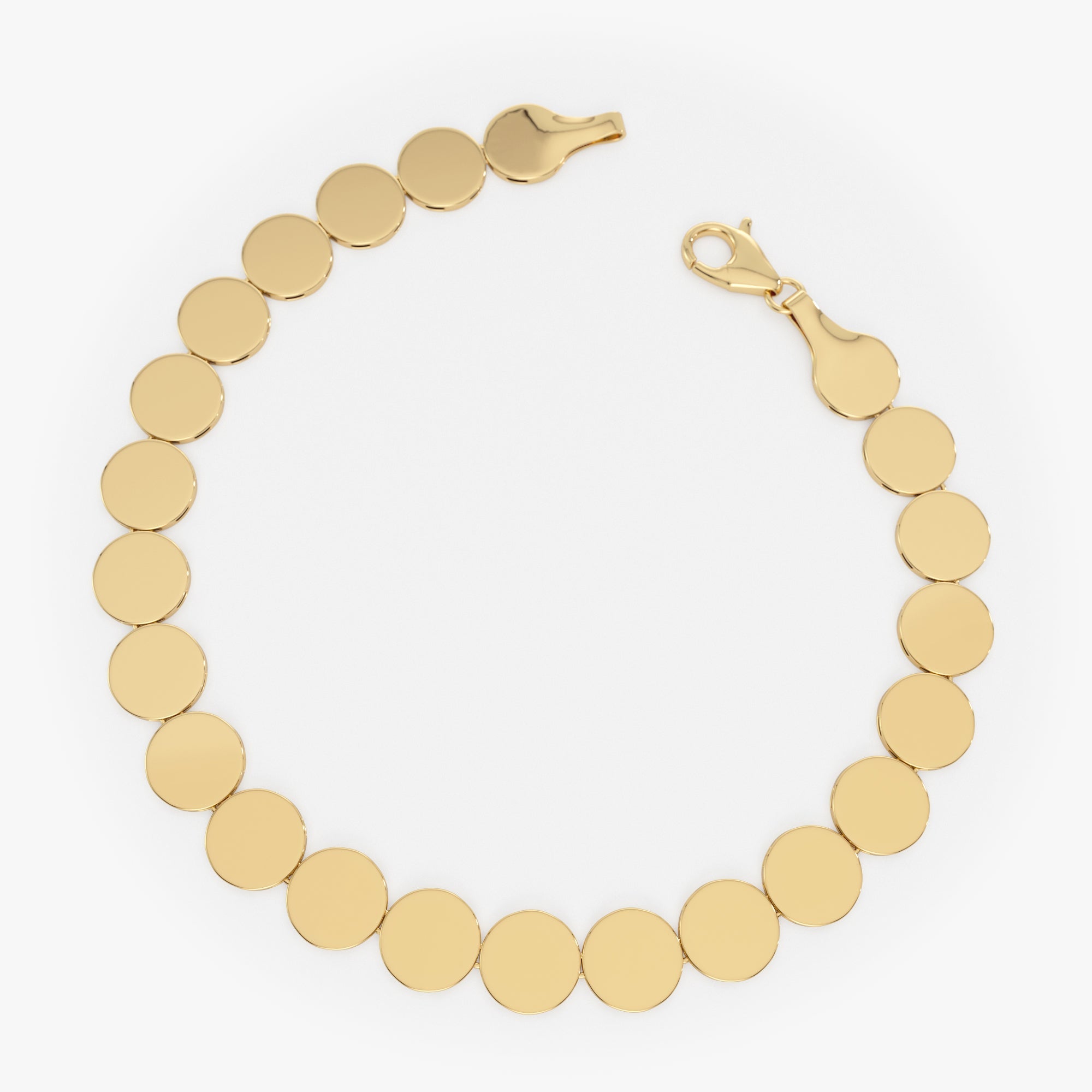 OBFJ0739 - 14K Gold 6.5MM Wide Round Link Bracelet 5