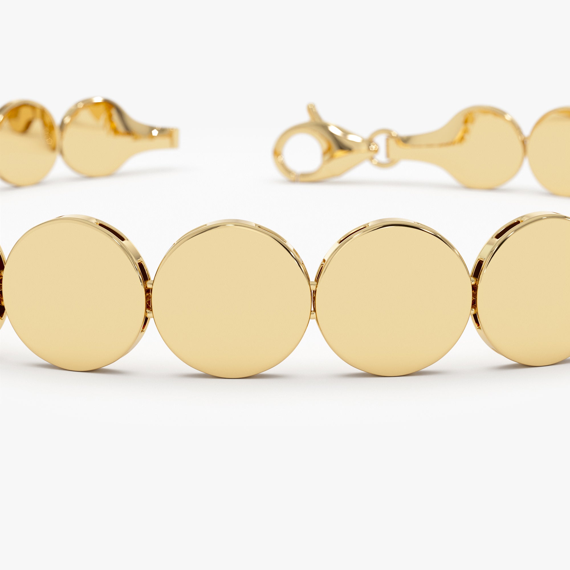 OBFJ0739 - 14K Gold 6.5MM Wide Round Link Bracelet 6