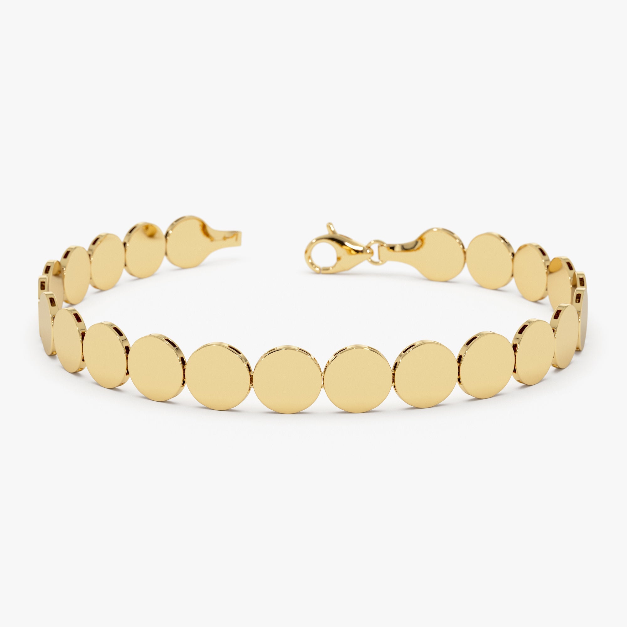 OBFJ0739 - 14K Gold 6.5MM Wide Round Link Bracelet 1