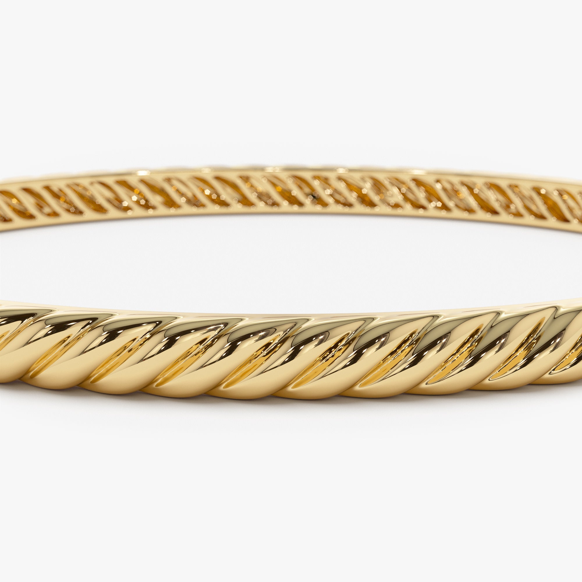 OBFJ0857 - 14K Twist Rope Dainty Cable Bangle 9