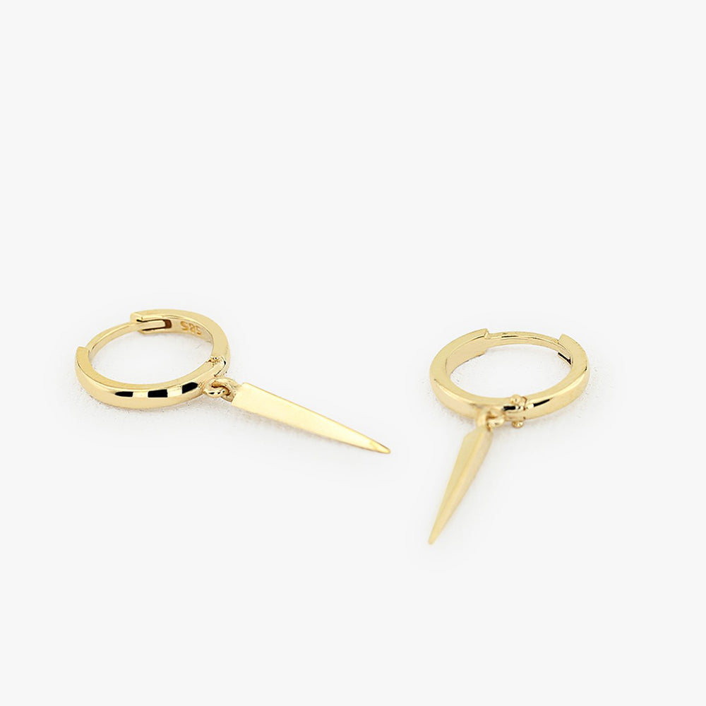 OBFJ1660 - 14K Gold Drop Single Spike Earrings 1