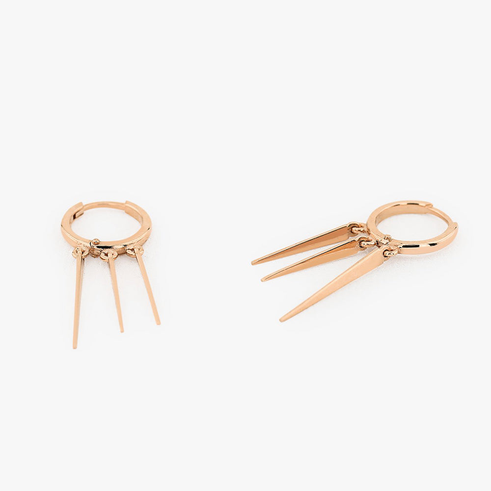 OBFJ1607 - 14K Gold Drop Trendy Spike Earrings 4