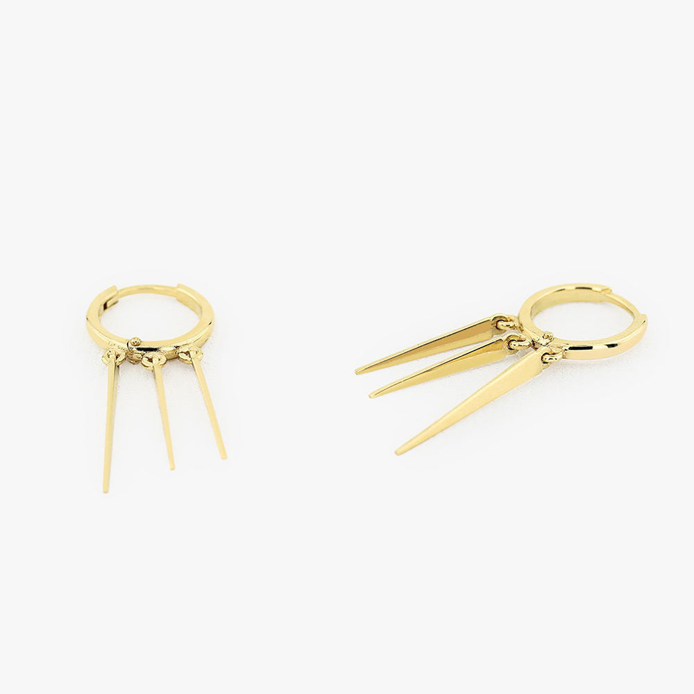 OBFJ1607 - 14K Gold Drop Trendy Spike Earrings 1