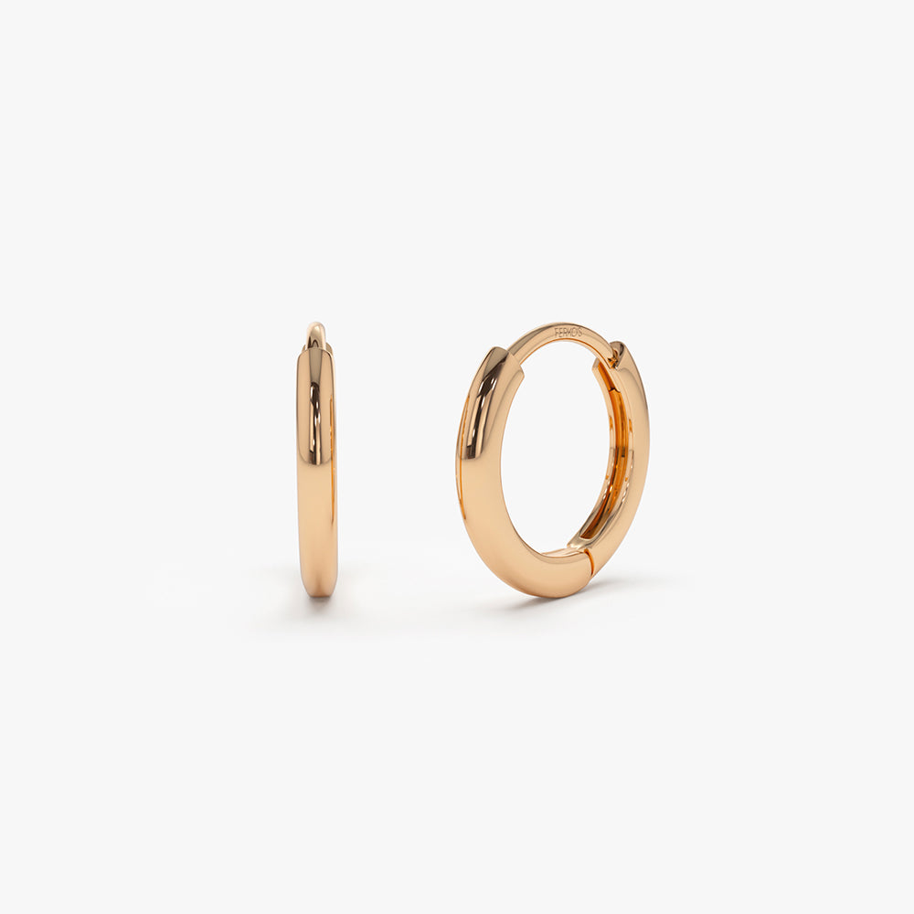 OBFJ0179 - 14k Rose Gold Mini Plain Huggies 1