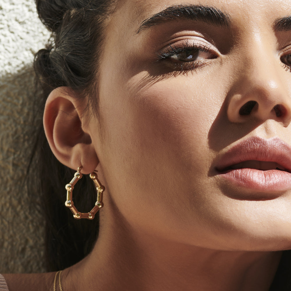 OBFJ2233 - 14k Beaded Tube Hoop Earrings 3