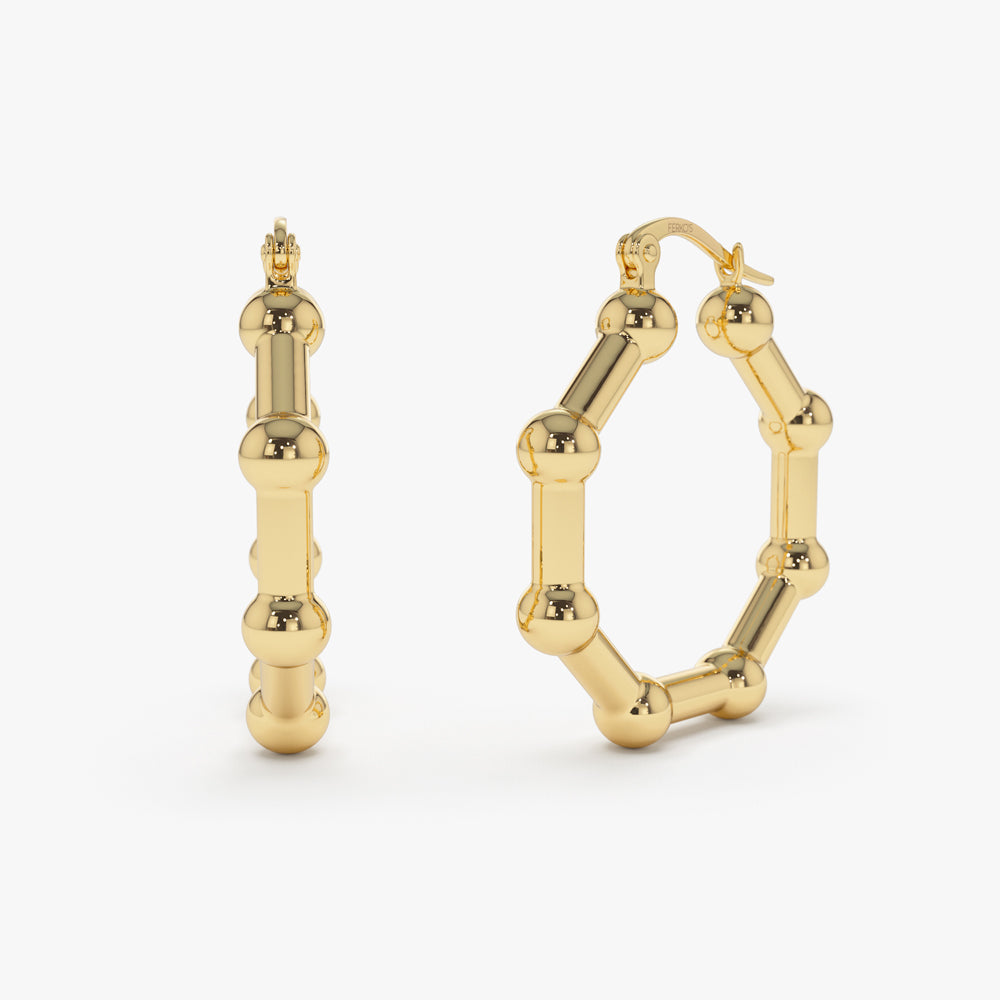 OBFJ2233 - 14k Beaded Tube Hoop Earrings 5