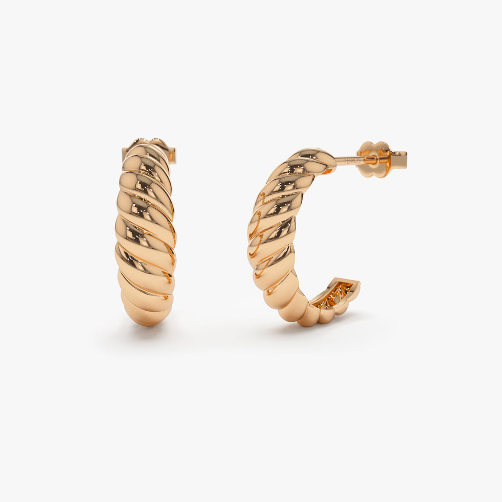 OBFJ1557 - 14k Solid Gold Croissant Earrings 3