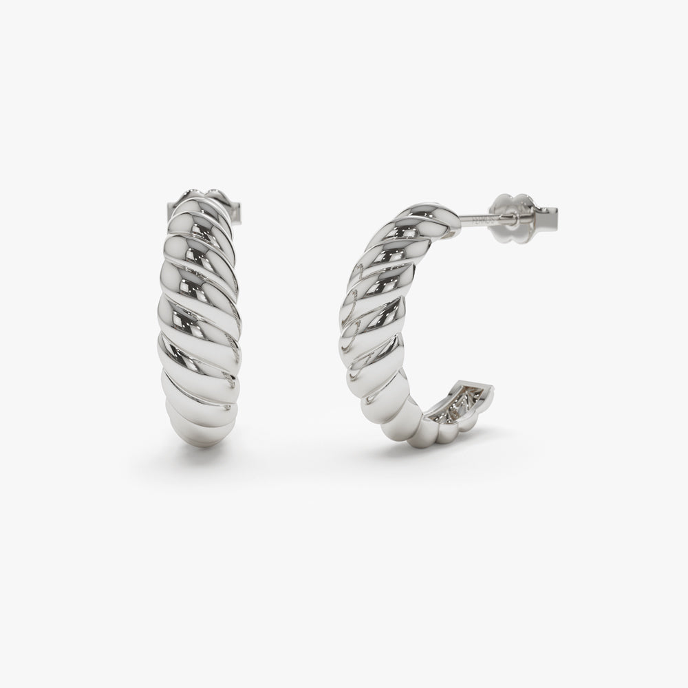OBFJ1557 - 14k Solid Gold Croissant Earrings 4