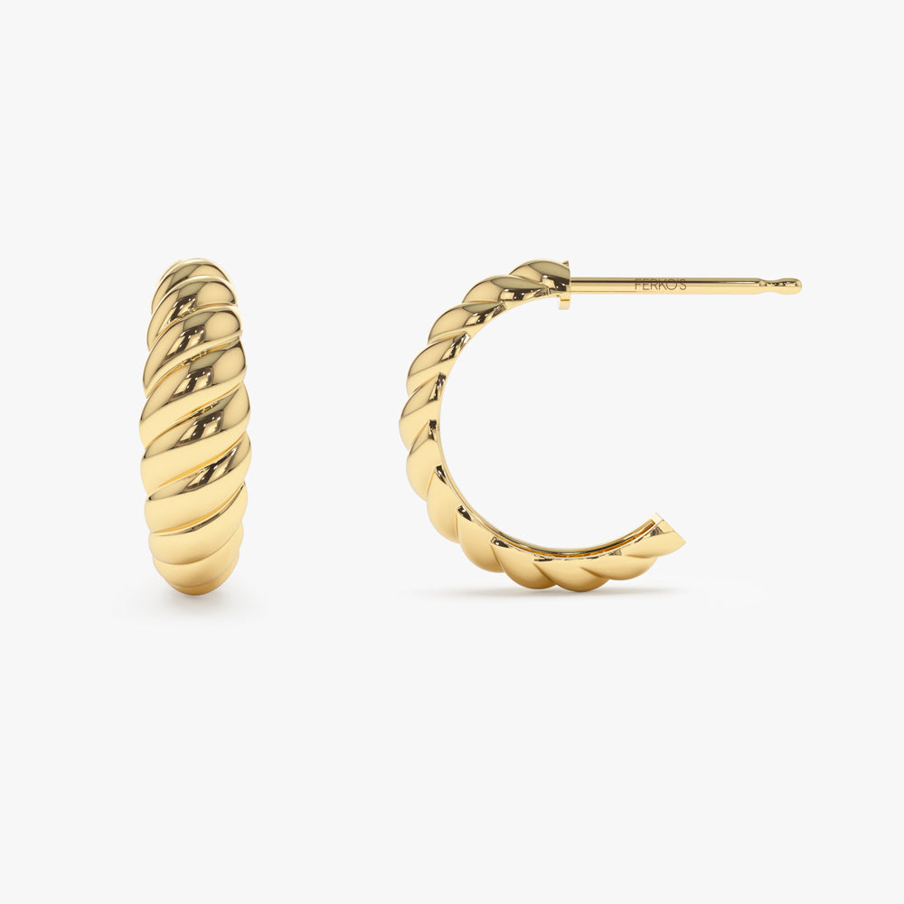 OBFJ1557 - 14k Solid Gold Croissant Earrings 5