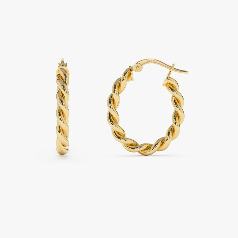 OBFJ0929 - 14k Twist Rope Earrings 20MM 6