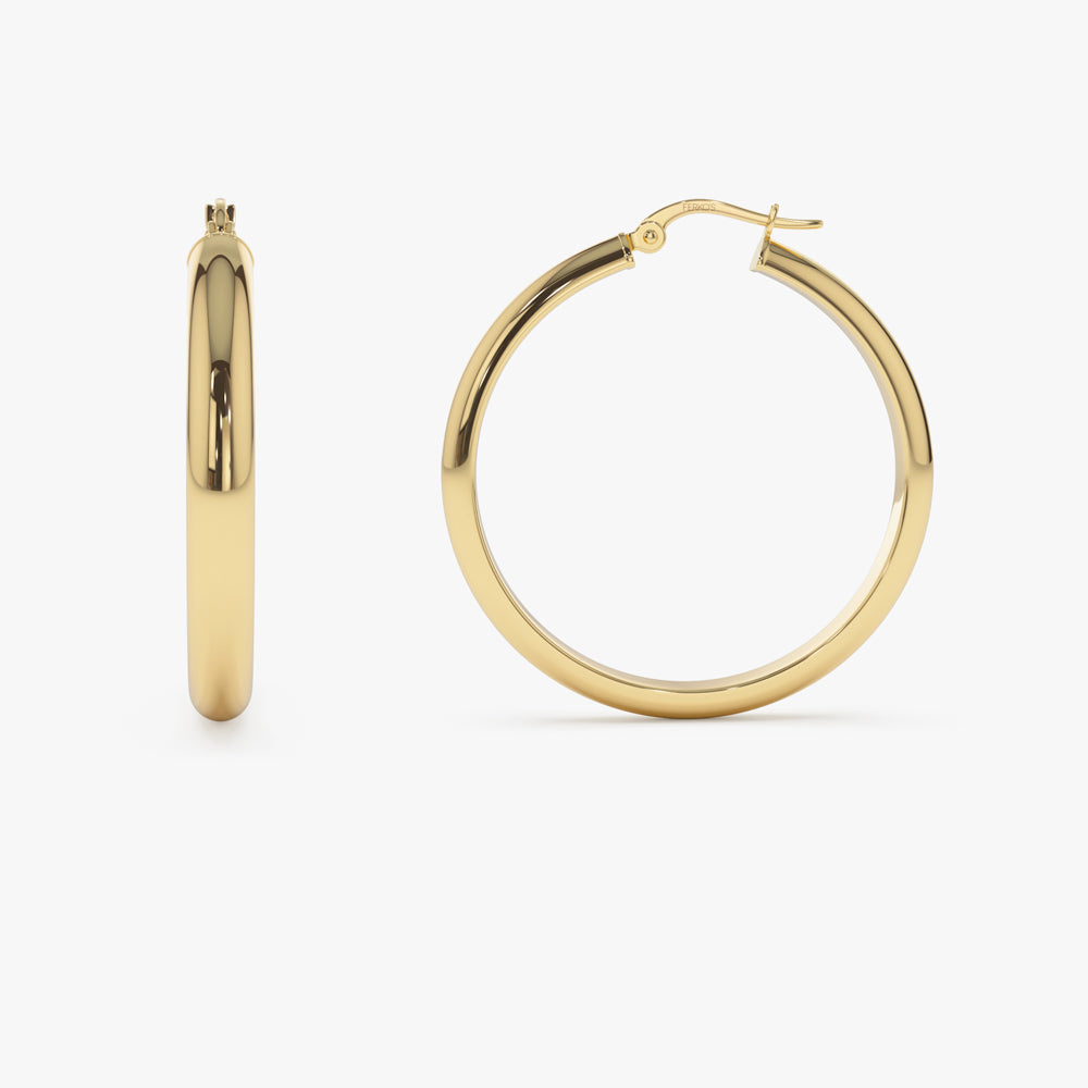 OBFJ1463 - 14k Large Gold Hoop Earrings 35MM 5