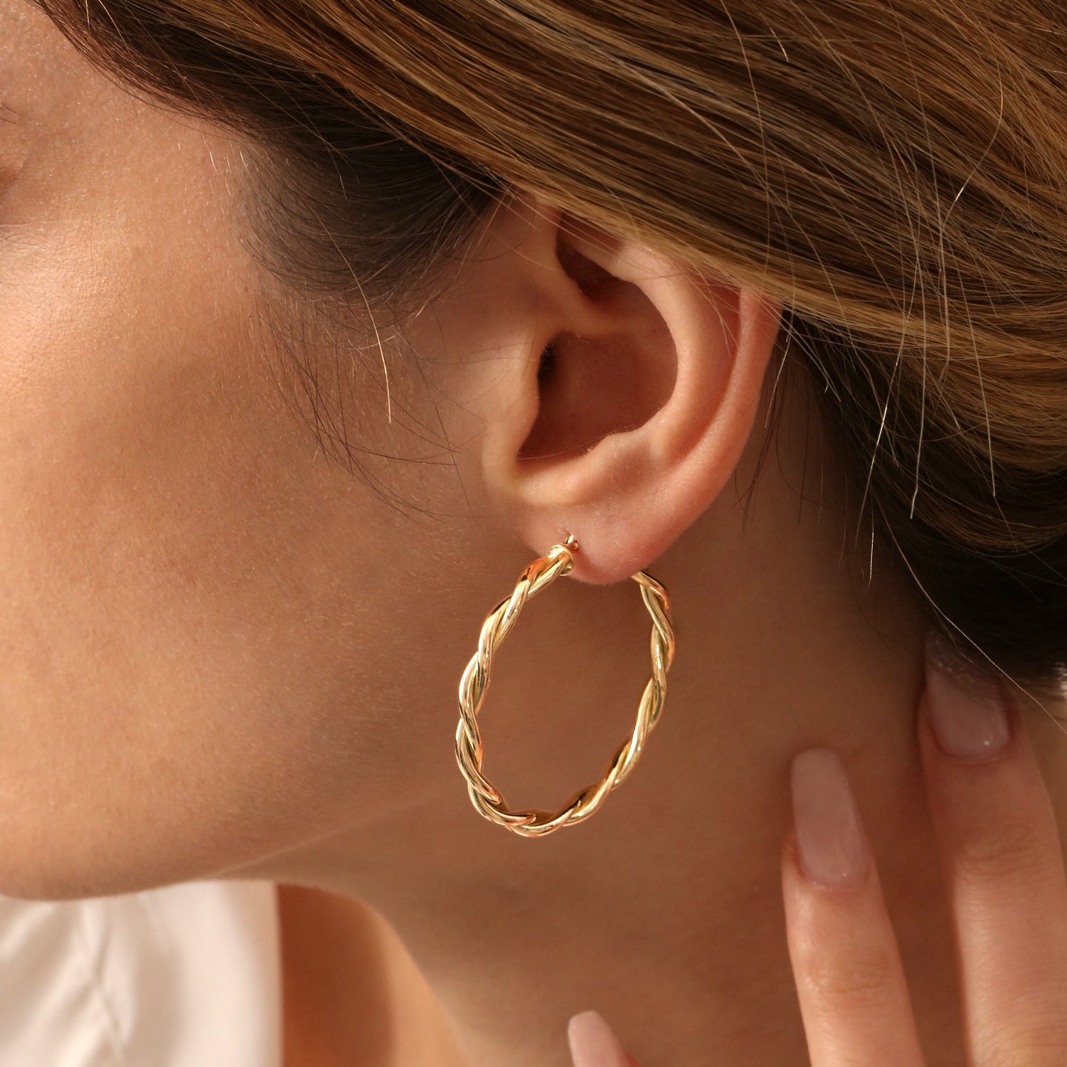 OBFJ1465 - 14k Twist Earrings 40MM 3