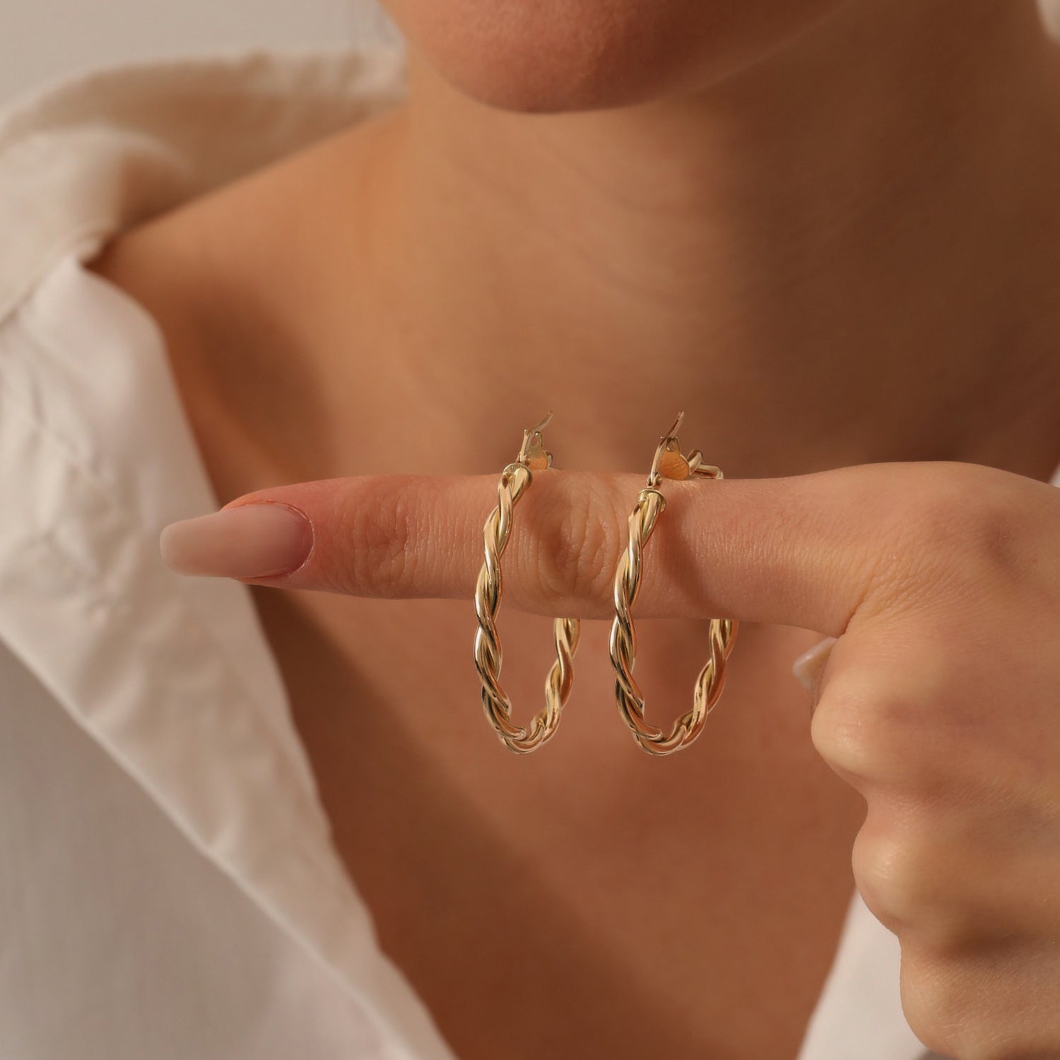 OBFJ1465 - 14k Twist Earrings 40MM 5