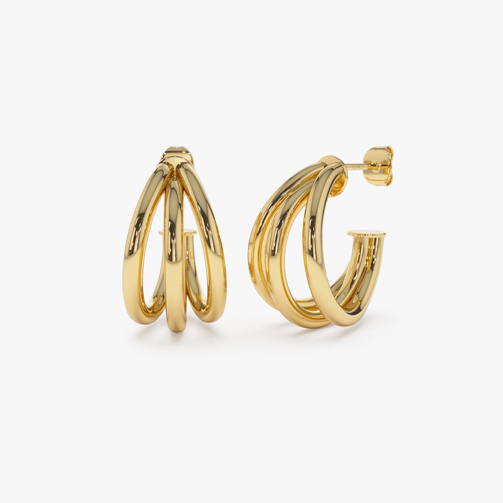 OBFJ0769 - 14k Triple Row Hoop Earrings 1