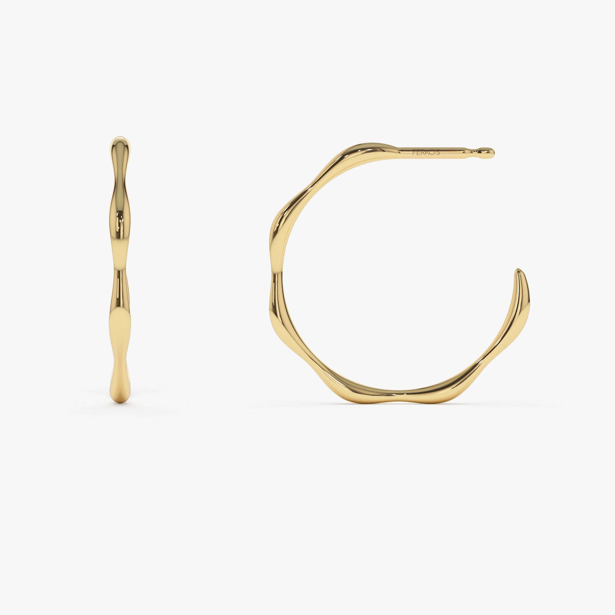 OBFJ0749 - 14k Large Wave Hoop Earrings 8